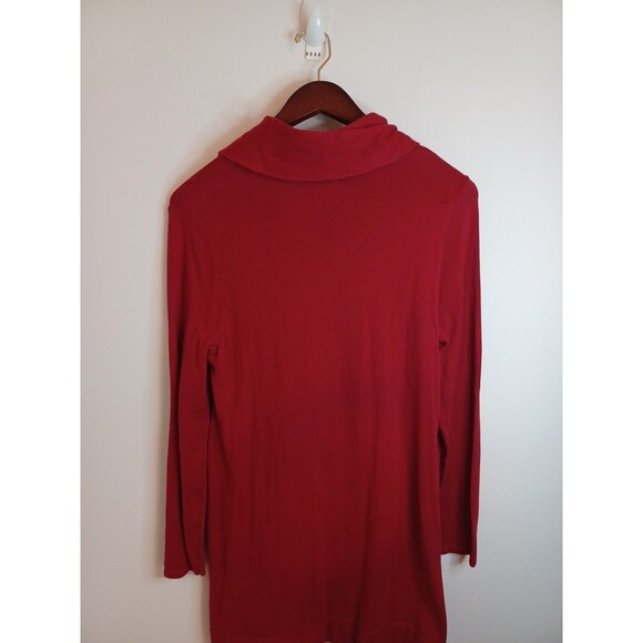 J. Jill Pullover Turtleneck Sweater M Red Longsleeve Knit Stretchy Lagenlook - Picture 6 of 11